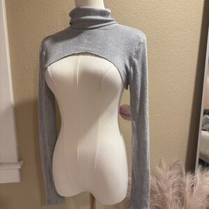 Gray Turtleneck Women Sweater